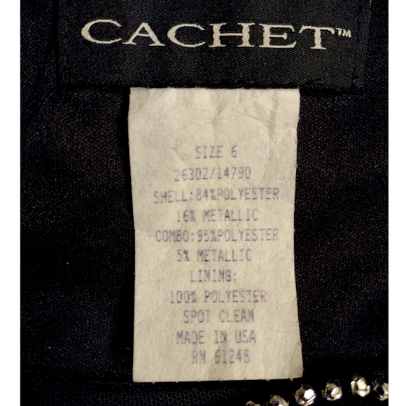 Cachet Caviar Beaded Bodice Dress, Size 6, Black & Silver Metallic - Picture 6 of 6